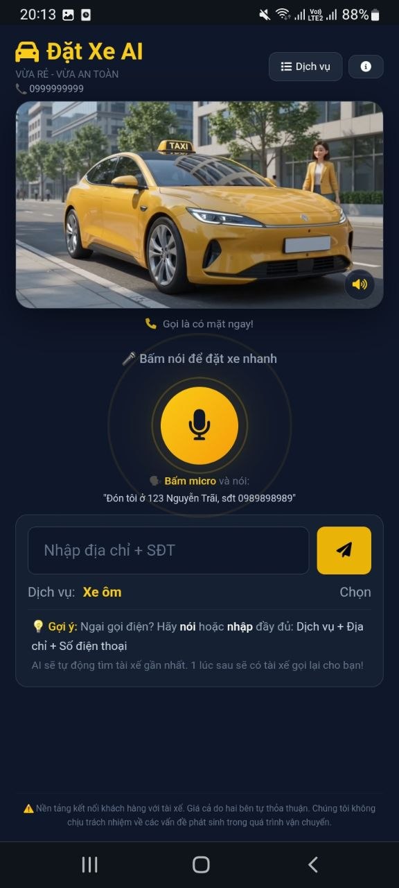 ỨNG DỤNG ĐẶT XE GỌI XE TỰ ĐỘNG